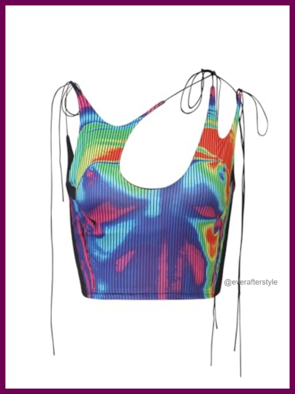 Y2K Halter Crop Tank Top Sleeveless Body Print Rave Club Party Top